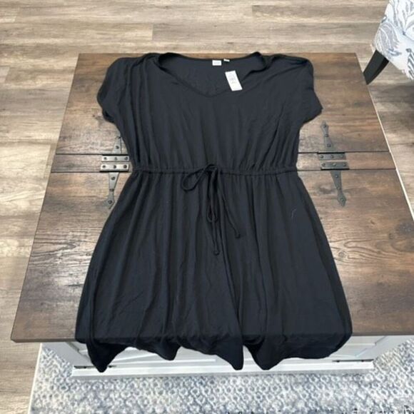 NWT Gap Tie Waisted Black Casual Dress Jersey Knit Size Large Stretch Minimalist - Picture 7 of 12